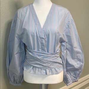Elegant H&M Blue Striped Women's Blouse